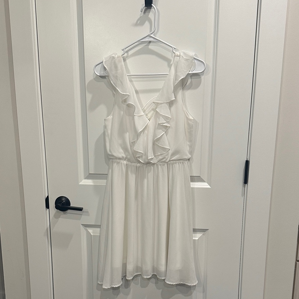 LeShop White Ruffle Dress